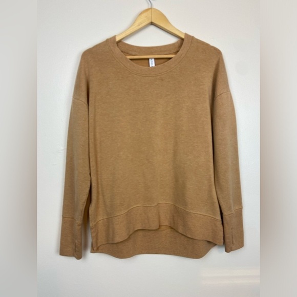 ATHLETA Balance Pullover Sweatshirt Tuscan Gold Tan Multi Nep Nirvana Fabric S - Picture 8 of 12